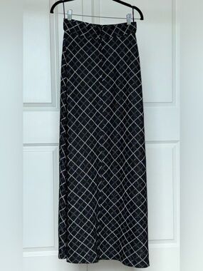Vintage Black and Silver A-Line Maxi Skirt
